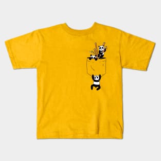 Cute Pandas Playing in Pocket!! - Animal Lover Kids T-Shirt